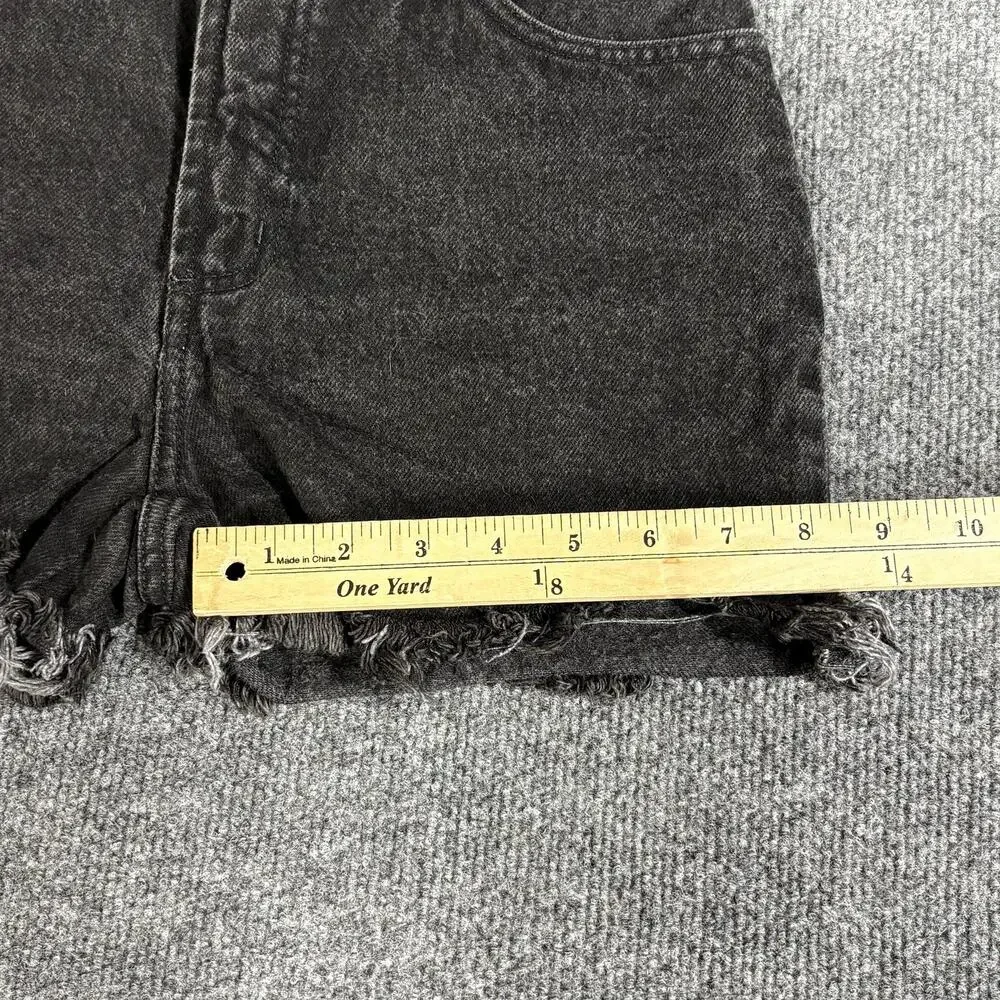 Bongo Shorts Juniors 3 Black Denim Cut Off Frayed Raw Hem Slim Double Black